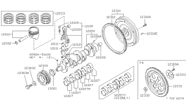 1992 Nissan Axxess Plate Assy-Drive & Gear Diagram for 12331-30R10