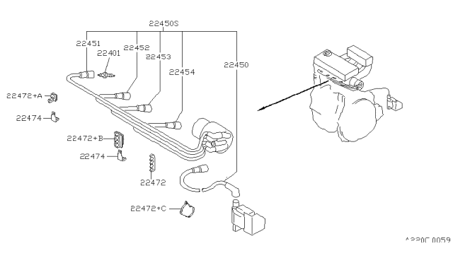 1991 Nissan Axxess Cable Set-High Tension Diagram for 22450-30R26