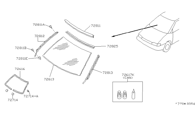 1993 Nissan Axxess Fastener-Moulding Diagram for 72725-30R01