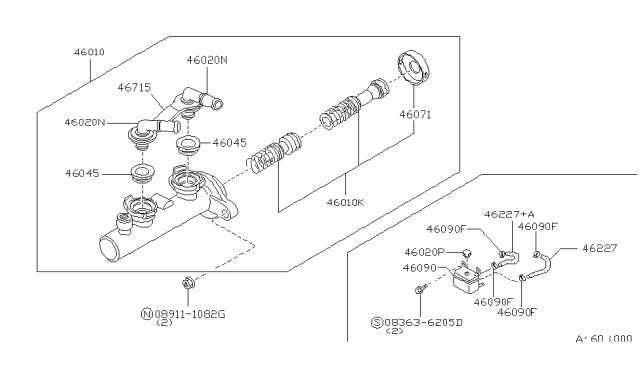 1991 Nissan Axxess Cylinder Assy-Brake Master Diagram for 46010-30R20