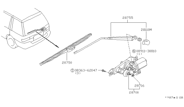 1990 Nissan Axxess Rear Window Wiper Diagram