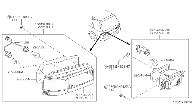 1993 Nissan Axxess Rear Combination Lamp Diagram