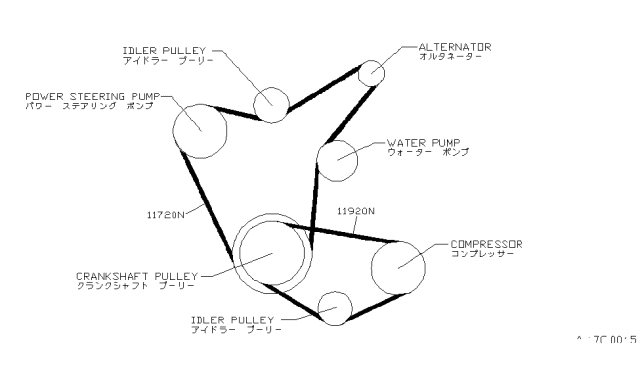 1994 Nissan Axxess Fan,Compressor & Power Steering Belt Diagram