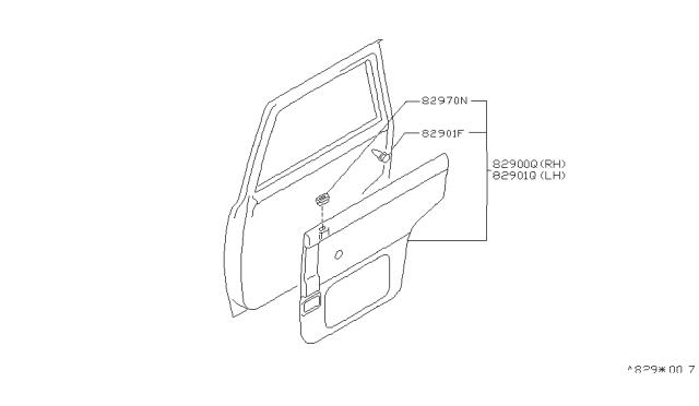 1993 Nissan Axxess FINISHER Rear Door RH BRN Diagram for 82900-38R03