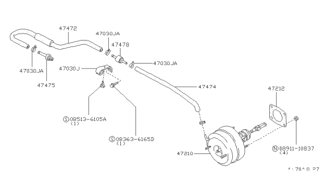 1992 Nissan Axxess Brake Servo & Servo Control Diagram