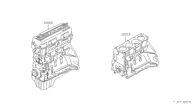 1990 Nissan Axxess Engine Bare Diagram for 10102-30R10