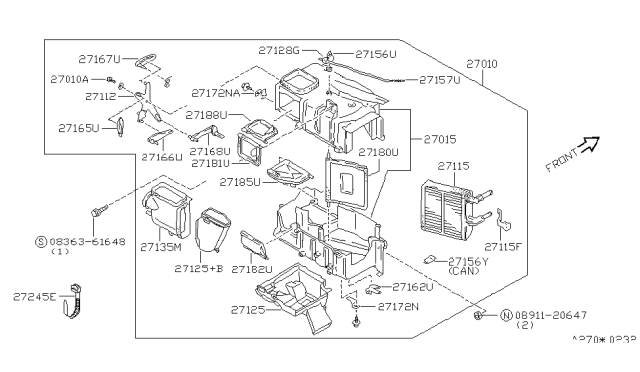 1992 Nissan Axxess Heating Unit Assy-Front Diagram for 27110-30R00