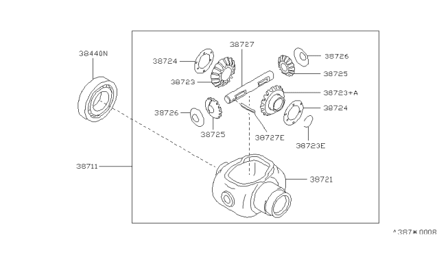 1989 Nissan Axxess Circlip-Side Gear Diagram for 38225-56E00