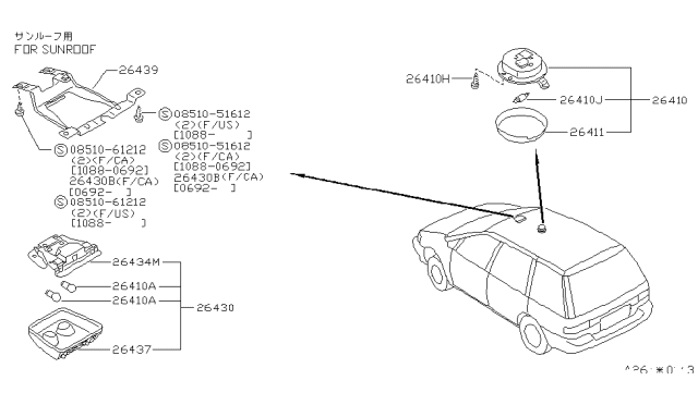 1991 Nissan Axxess Cover-Map Lamp Diagram for 26437-30R10