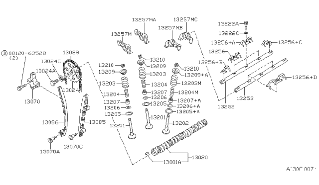 1993 Nissan Axxess Camshaft & Valve Mechanism Diagram