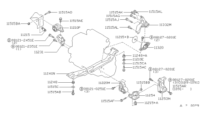 1991 Nissan Axxess Engine & Transmission Mounting Diagram 2