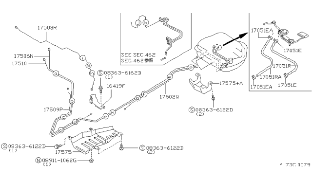 1992 Nissan Axxess Tube-EVAPO Diagram for 17509-30R00