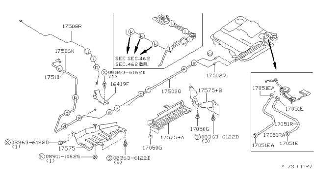 1992 Nissan Axxess INSULATOR-Fuel Tb 2 Diagram for 17502-30R00