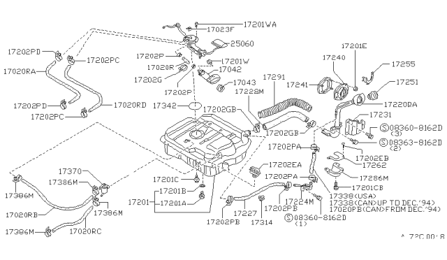 1990 Nissan Axxess Protector Diagram for 17291-30R00