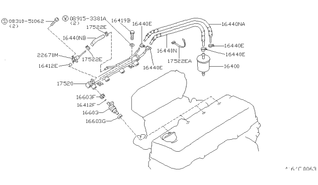 1994 Nissan Axxess Fuel Strainer & Fuel Hose Diagram