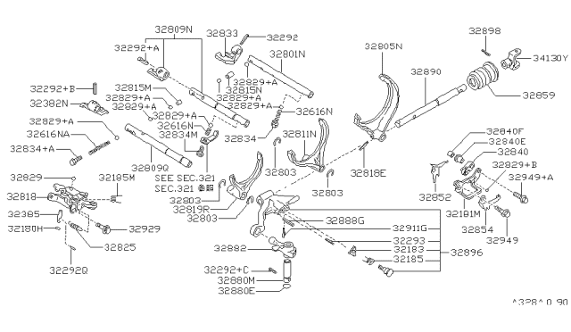 1989 Nissan Axxess Rod Striking Diagram for 32892-06R00
