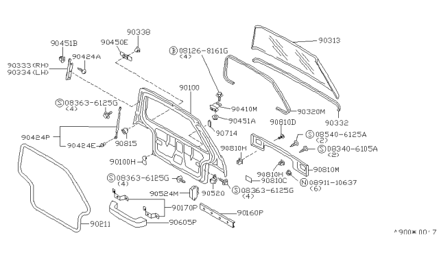 1989 Nissan Axxess Female Assy-Dovetail Diagram for 90524-30R00