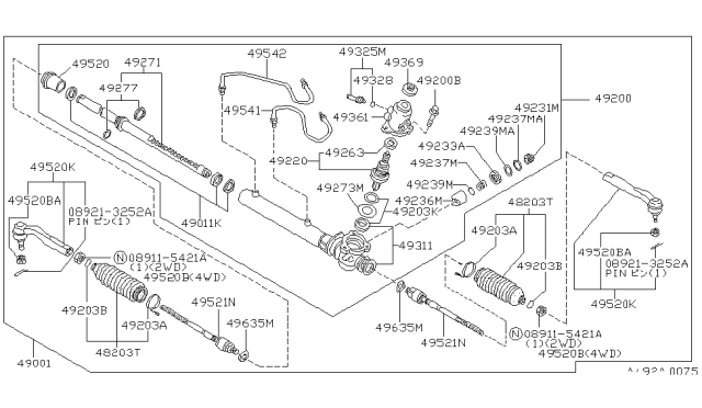 1990 Nissan Axxess Rack Assy-Power Steering Diagram for 49271-F6606