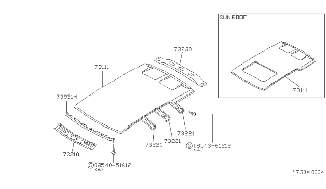 1994 Nissan Axxess Bow-Roof No 2 Diagram for 73252-30R00