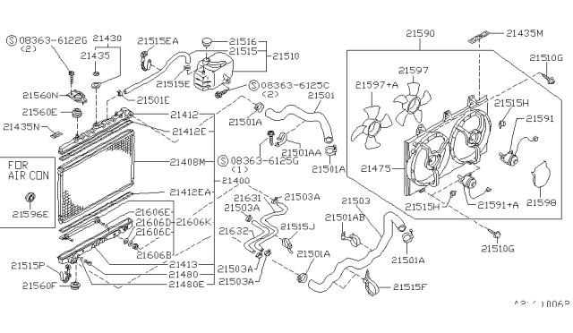 1992 Nissan Axxess Radiator,Shroud & Inverter Cooling Diagram 2