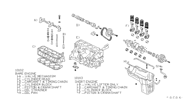 1981 Nissan Datsun 310 Bare & Short Engine Diagram 1
