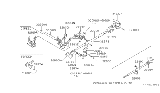 1982 Nissan Datsun 310 Check Assembly Diagram for 32180-M8000