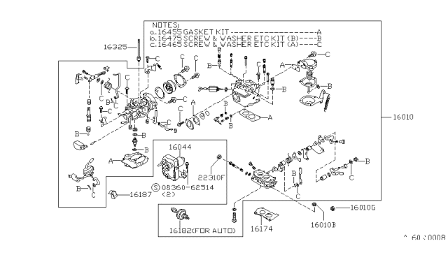 1982 Nissan Datsun 310 Carburetor Assy Diagram for 16010-23M02