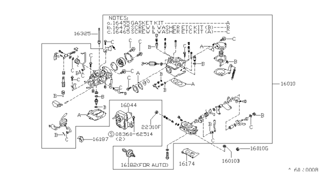 1982 Nissan Datsun 310 CARBURETOR Diagram for 16010-21M00