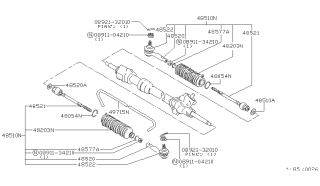 1981 Nissan Datsun 310 Rod Side Assembly Diagram for 48510-M7025