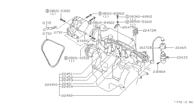 1981 Nissan Datsun 310 High Tension Cable No 2 Diagram for 22452-01M10