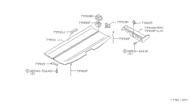 1982 Nissan Datsun 310 Rear & Back Panel Trimming Diagram 1