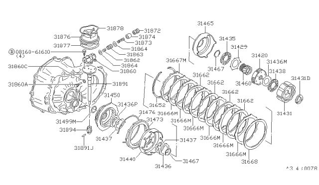 1981 Nissan Datsun 310 Governor,Power Train & Planetary Gear Diagram 2