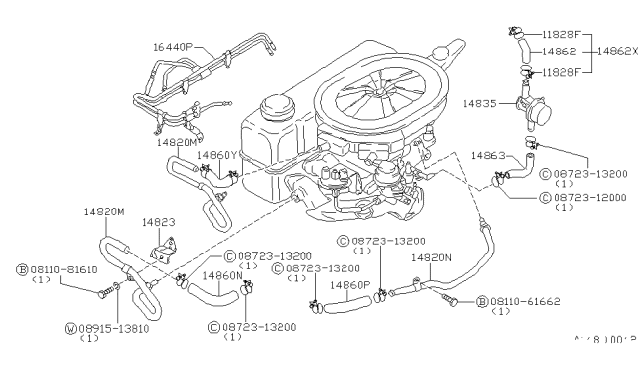 1980 Nissan Datsun 310 Hose-EAI Pipe Diagram for 14860-M6665