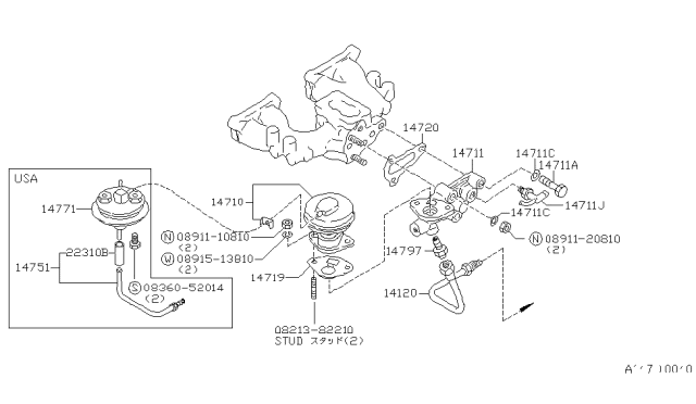 1980 Nissan Datsun 310 BPT Tubing Diagram for 14750-M4975