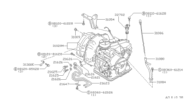 1981 Nissan Datsun 310 Automatic Transaxle Diagram for 31020-01X05