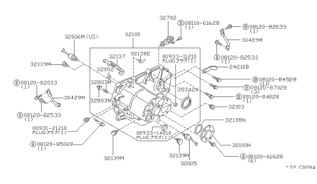 1982 Nissan Datsun 310 Oil GUTTER Diagram for 32107-M8803