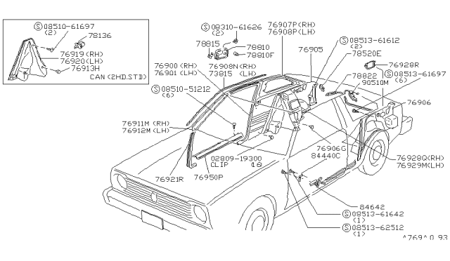 1982 Nissan Datsun 310 Body Side Trimming Diagram 1