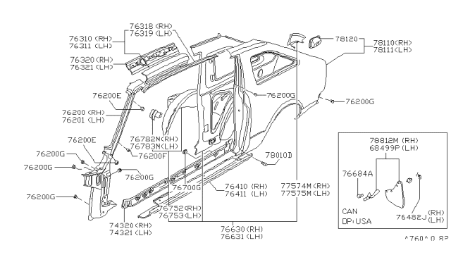 1980 Nissan Datsun 310 Body Side Panel Diagram 1