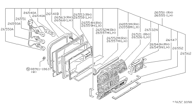 1980 Nissan Datsun 310 Rear Combination Lamp Diagram 1