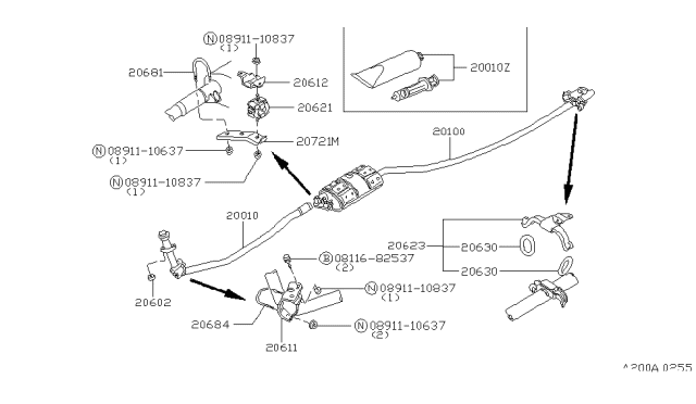 1980 Nissan Datsun 310 U Bolt-Clamp Diagram for 20680-M9000