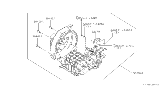 1982 Nissan Datsun 310 Manual Transmission, Transaxle & Fitting Diagram 1