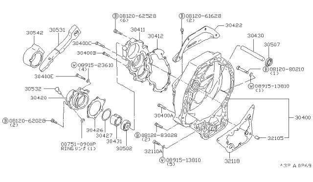 1982 Nissan Datsun 310 Transmission Case & Clutch Release Diagram 2