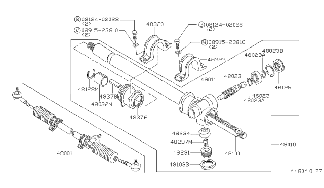 1980 Nissan Datsun 310 Gear Link Assembly Diagram for 48001-M7801