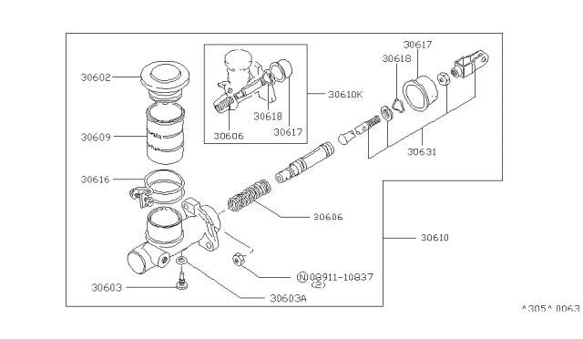 1982 Nissan Datsun 310 Clutch Master Cylinder Diagram