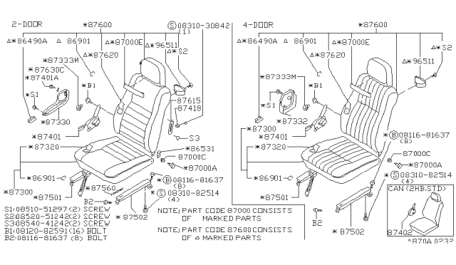 1979 Nissan Datsun 310 Front Seat Diagram 6