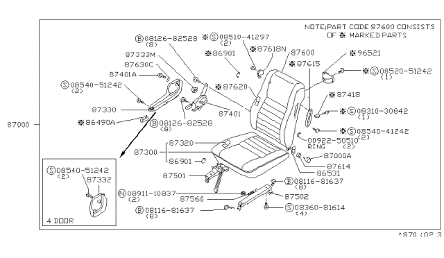 1980 Nissan Datsun 310 Front Seat Diagram 10