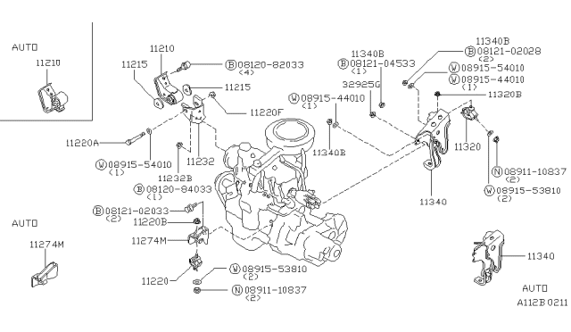 1981 Nissan Datsun 310 Engine & Transmission Mounting Diagram 2