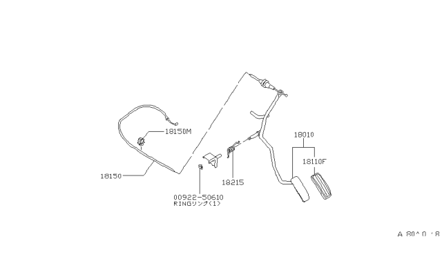 1980 Nissan Datsun 310 Accelerator Pedal Diagram for 18010-M7801