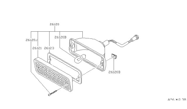 1981 Nissan Datsun 310 Lens Park Lamp Diagram for 26121-M6600