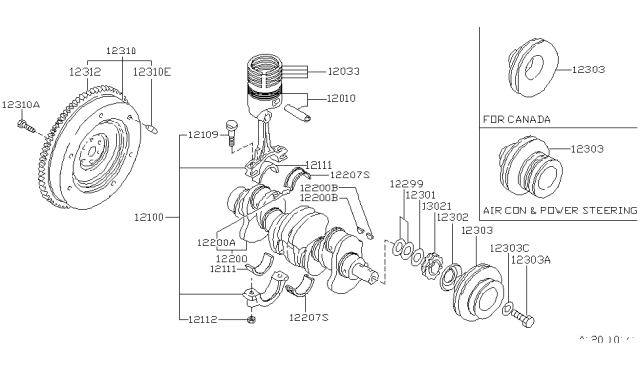 1979 Nissan Datsun 310 Piston,Crankshaft & Flywheel Diagram 2